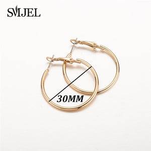 SMJEL Fashion Bohemian Vintage Earrings Jewelry Cute Black Geometric Round Stainless Steel Stud Earring Best Gift for Women Girl