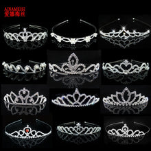 Load image into Gallery viewer, AINAMEISI Princess Crystal Tiaras and Crowns Headband Kid Girls Love Bridal Prom Crown Wedding Party Accessiories Hair Jewelry