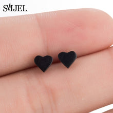 Load image into Gallery viewer, SMJEL Fashion Bohemian Vintage Earrings Jewelry Cute Black Geometric Round Stainless Steel Stud Earring Best Gift for Women Girl