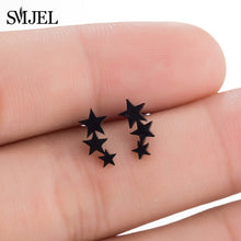 Load image into Gallery viewer, SMJEL Fashion Bohemian Vintage Earrings Jewelry Cute Black Geometric Round Stainless Steel Stud Earring Best Gift for Women Girl