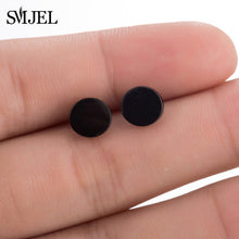 Load image into Gallery viewer, SMJEL Fashion Bohemian Vintage Earrings Jewelry Cute Black Geometric Round Stainless Steel Stud Earring Best Gift for Women Girl