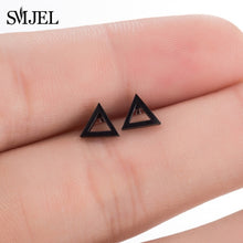 Load image into Gallery viewer, SMJEL Fashion Bohemian Vintage Earrings Jewelry Cute Black Geometric Round Stainless Steel Stud Earring Best Gift for Women Girl