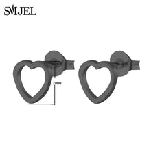 Load image into Gallery viewer, SMJEL Fashion Bohemian Vintage Earrings Jewelry Cute Black Geometric Round Stainless Steel Stud Earring Best Gift for Women Girl