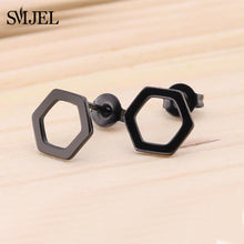 Load image into Gallery viewer, SMJEL Fashion Bohemian Vintage Earrings Jewelry Cute Black Geometric Round Stainless Steel Stud Earring Best Gift for Women Girl
