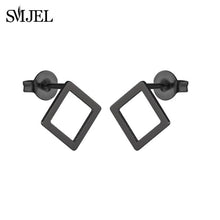 Load image into Gallery viewer, SMJEL Fashion Bohemian Vintage Earrings Jewelry Cute Black Geometric Round Stainless Steel Stud Earring Best Gift for Women Girl
