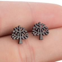 Load image into Gallery viewer, SMJEL Fashion Bohemian Vintage Earrings Jewelry Cute Black Geometric Round Stainless Steel Stud Earring Best Gift for Women Girl