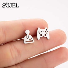 Load image into Gallery viewer, SMJEL Fashion Bohemian Vintage Earrings Jewelry Cute Black Geometric Round Stainless Steel Stud Earring Best Gift for Women Girl