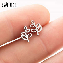 Load image into Gallery viewer, SMJEL Fashion Bohemian Vintage Earrings Jewelry Cute Black Geometric Round Stainless Steel Stud Earring Best Gift for Women Girl