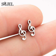Load image into Gallery viewer, SMJEL Fashion Bohemian Vintage Earrings Jewelry Cute Black Geometric Round Stainless Steel Stud Earring Best Gift for Women Girl