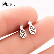 Load image into Gallery viewer, SMJEL Fashion Bohemian Vintage Earrings Jewelry Cute Black Geometric Round Stainless Steel Stud Earring Best Gift for Women Girl
