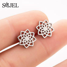 Load image into Gallery viewer, SMJEL Fashion Bohemian Vintage Earrings Jewelry Cute Black Geometric Round Stainless Steel Stud Earring Best Gift for Women Girl